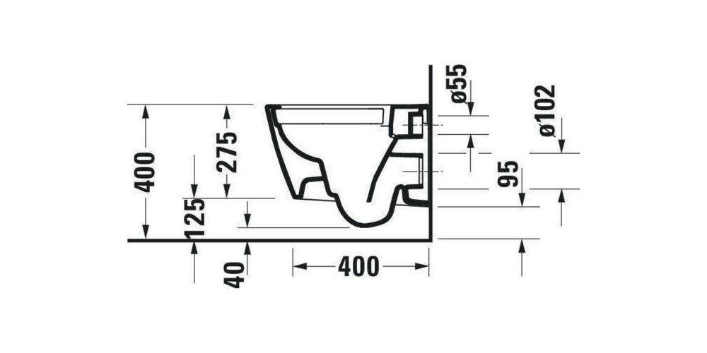 DURAVIT Wand-WC Viu Compact 480mm, Weiß Tiefspüler, rimless, Durafix-1