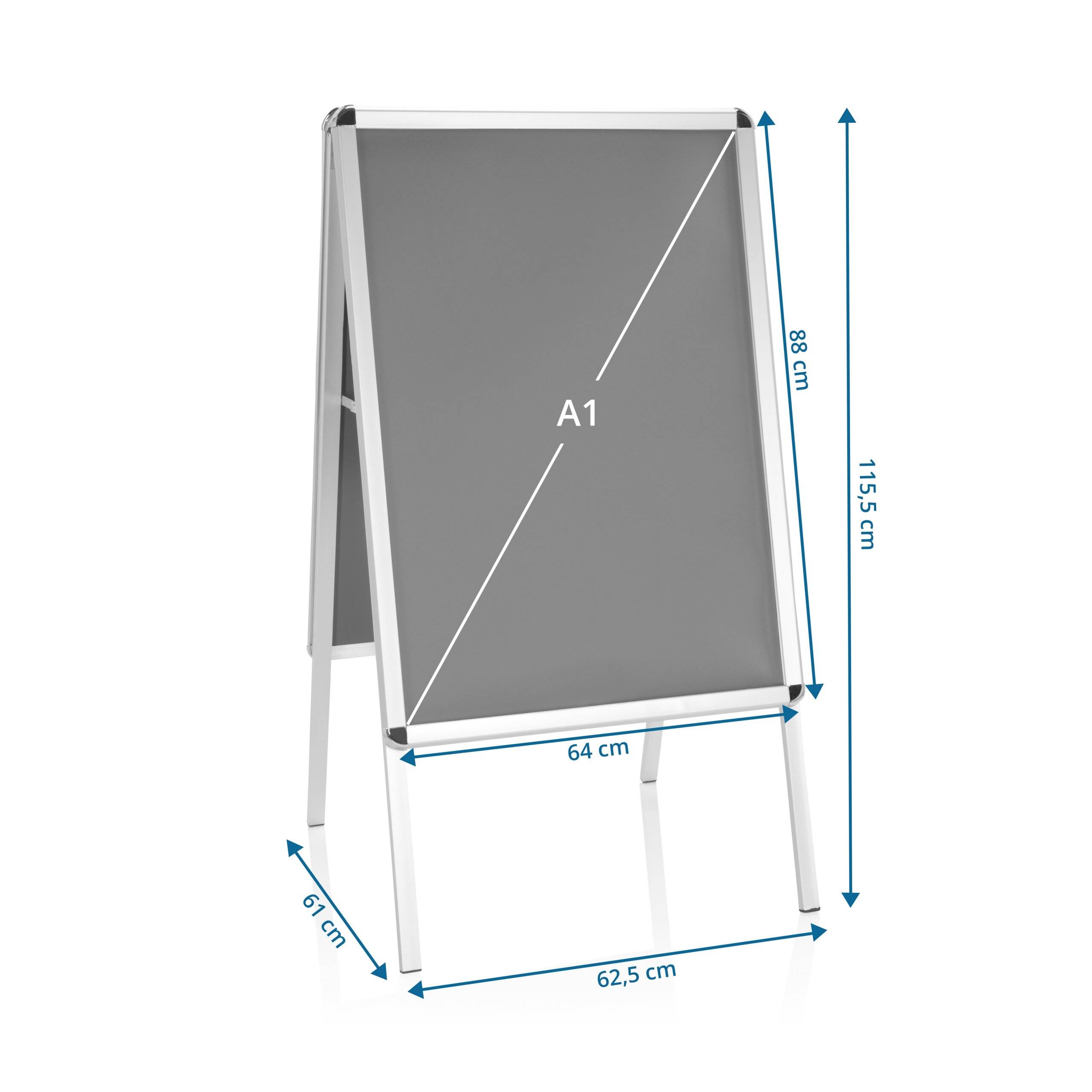 Kundenstopper Gehwegaufsteller AGENDA II Aluminium silber hjh OFFICE-1