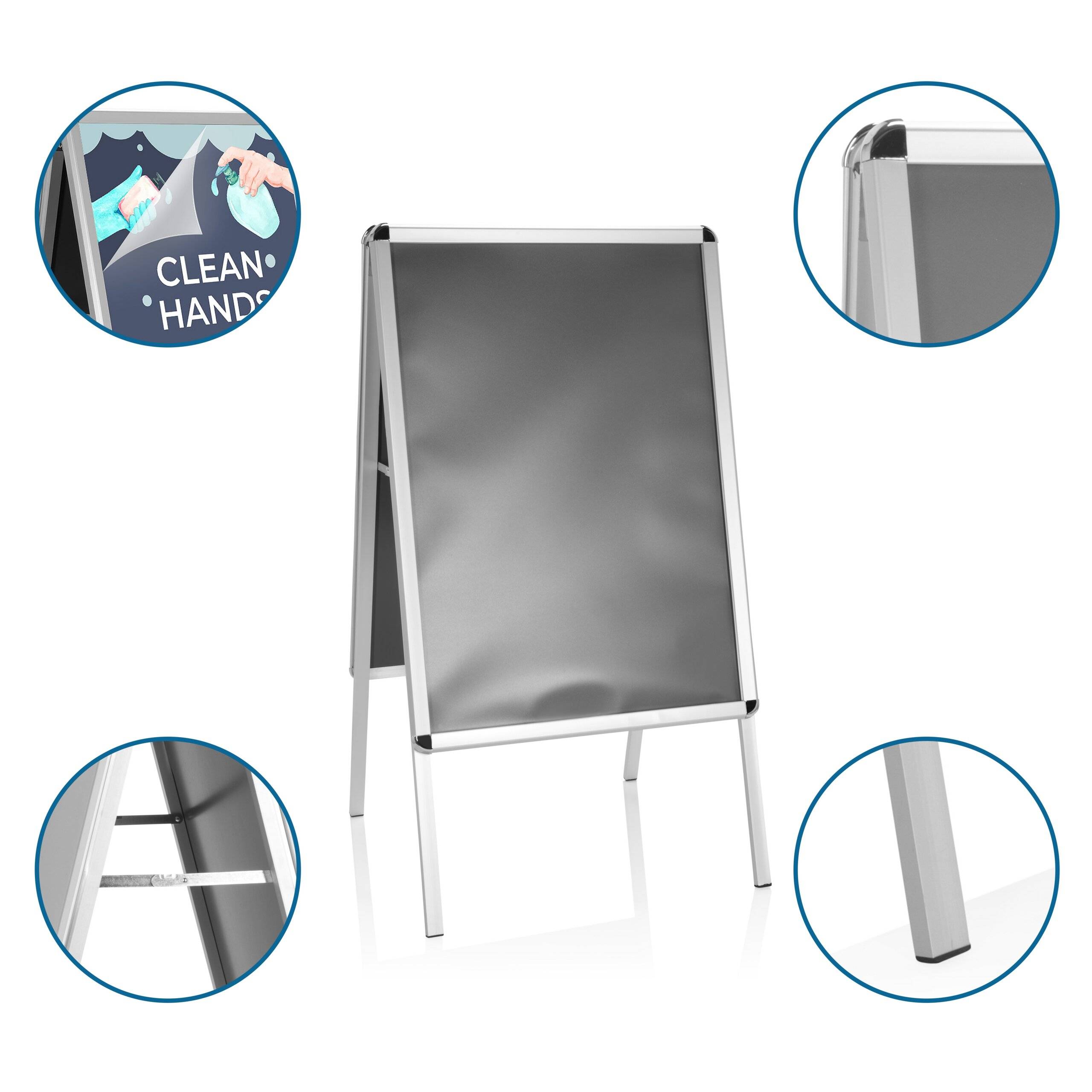 Kundenstopper Gehwegaufsteller AGENDA II Aluminium silber hjh OFFICE-3