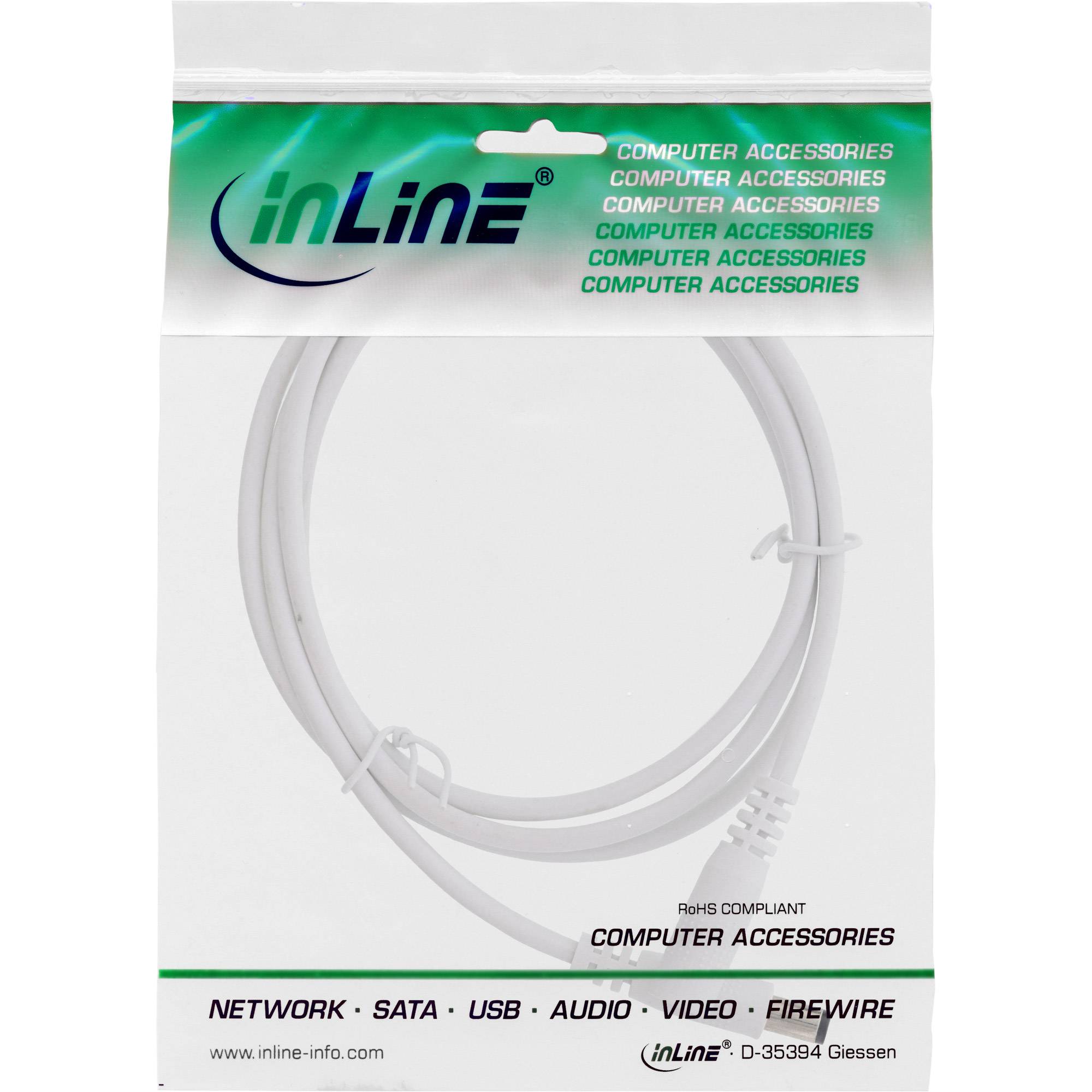 InLine® Verlängerungskabel, DC Stecker 5,5x2,1mm, weiß, 2m-1