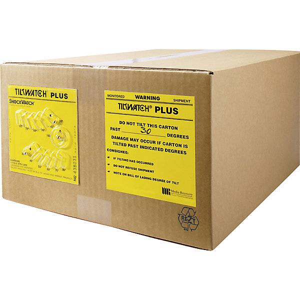 Tiltwatch® Plus Kippindikatoren inkl. Warnetikett VE 25 Stk 118 x 118 x 6 mm. TAKKT Industrial & Packaging-0
