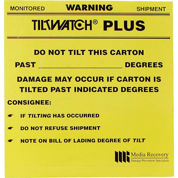 Tiltwatch® Plus Kippindikatoren inkl. Warnetikett VE 25 Stk 118 x 118 x 6 mm. TAKKT Industrial & Packaging-1