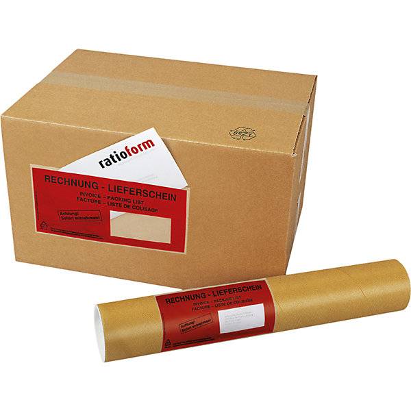Dokumententaschen Premium light mit Fenster Aufdruck Lieferschein - Rechnung VE 250 Stk C6 Anklebeverschluss.-1