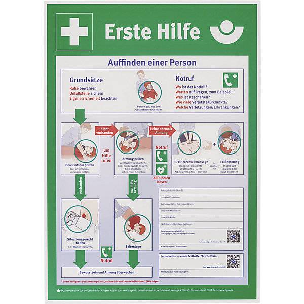 Schild Anleitung Erste Hilfe mit Erste-Hilfe-Sofortmaßnahmen Kunststoff ab 2 Stk. Holthaus Medical GmbH & Co.