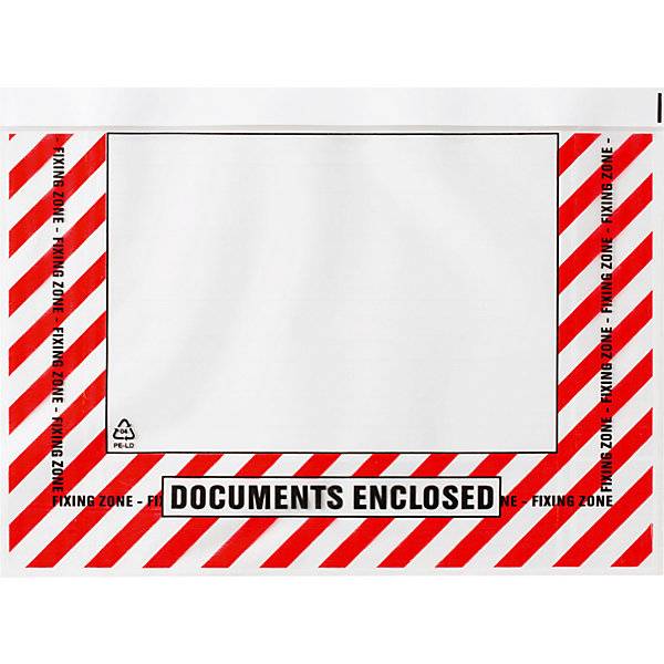 Dokumententaschen Premium Aufdruck Documents Enclosed VE 500 Stk LxB 340 x 250 mm. TAKKT Industrial & Packaging-0