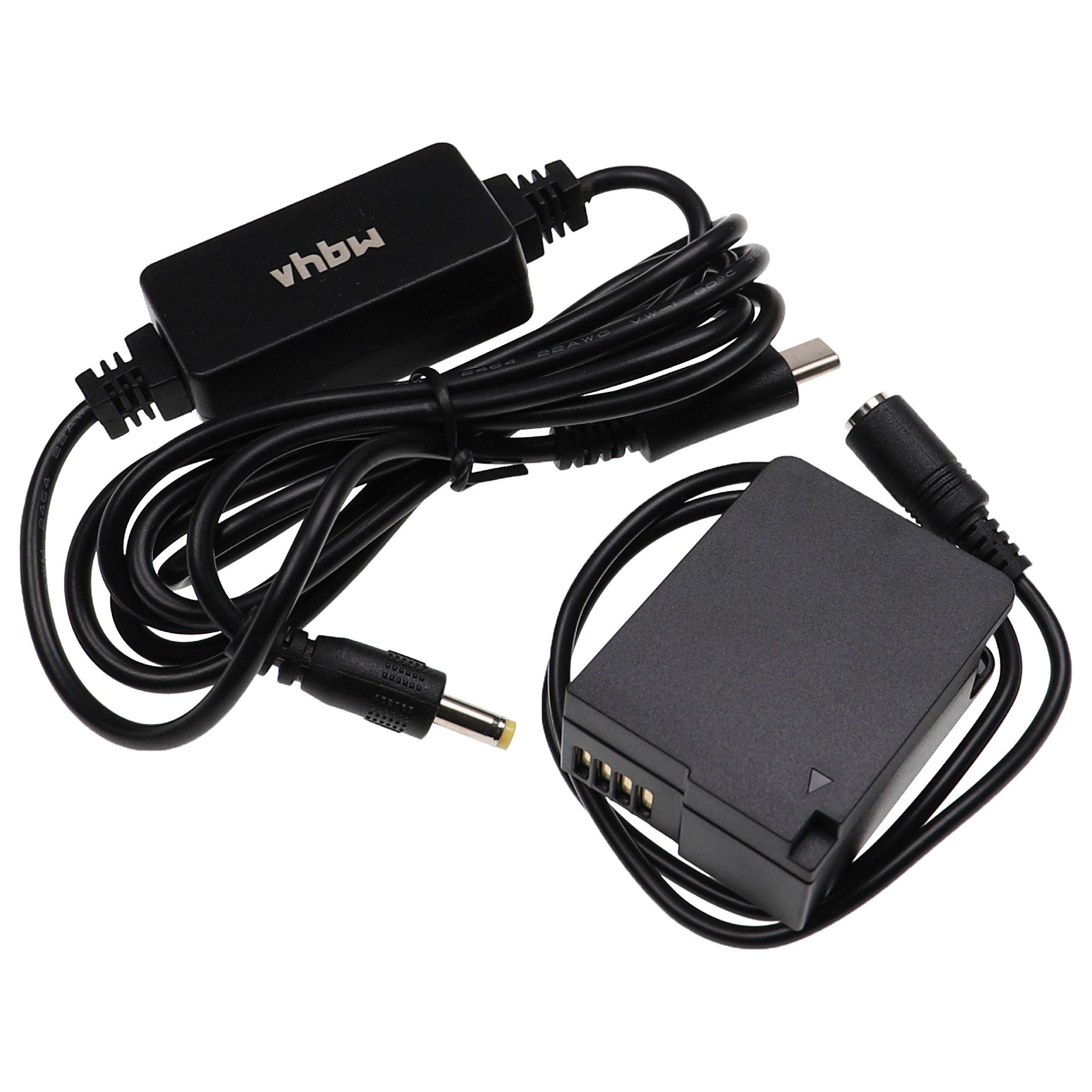 vhbw USB Netzteil kompatibel mit Panasonic Lumix DMC-GX8K Kamera | Digitalkamera + DC Kuppler (Ersatz für DMW-DCC8), 2m-1