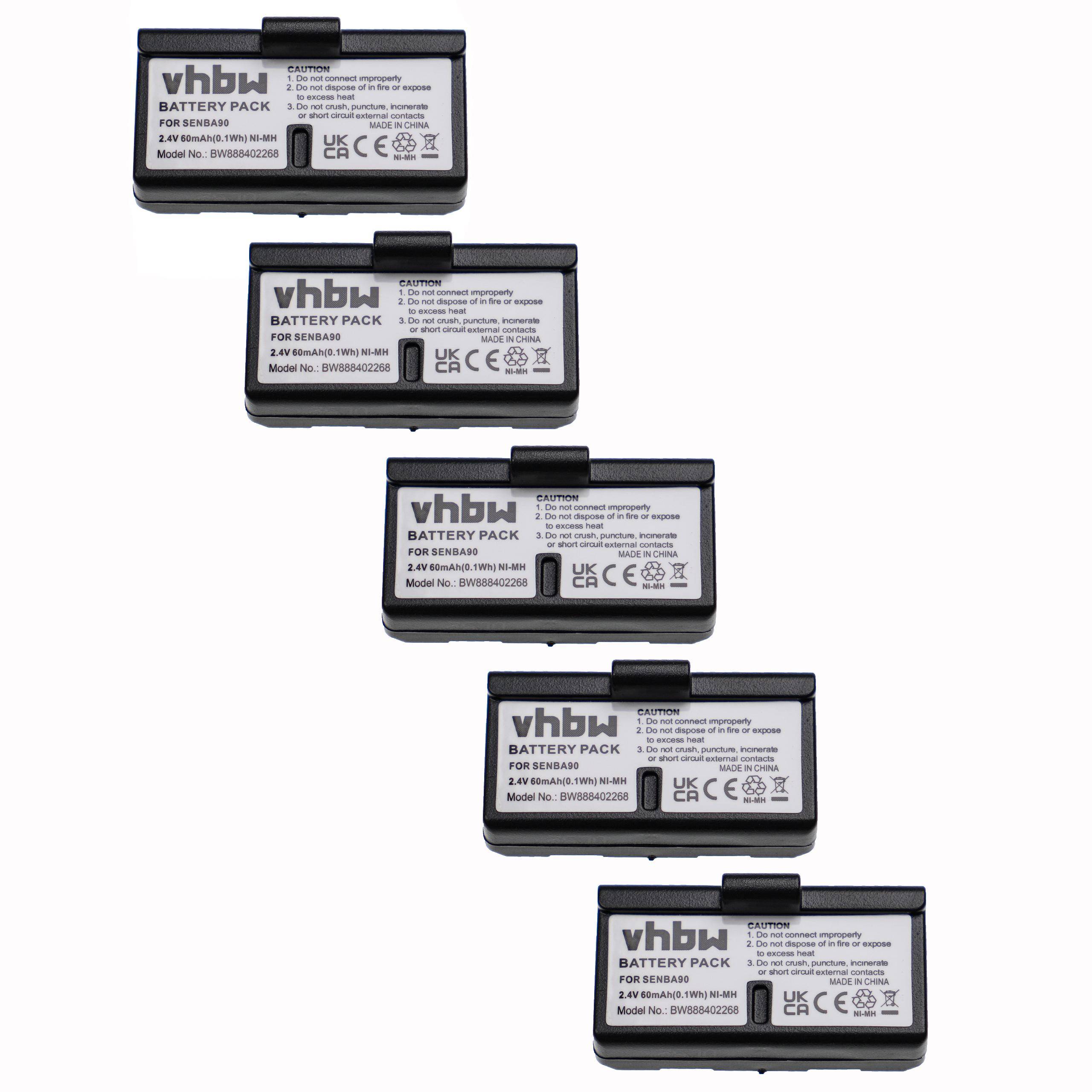 vhbw 5x Akku kompatibel mit Sennheiser HDI92-P | HDI92, HDI91-P1/-P2, HDI92P, IR 180, IS 200 Wireless Headset Kopfhörer-0