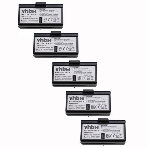 vhbw 5x Akku kompatibel mit Sennheiser HDI92-P | HDI92, HDI91-P1/-P2, HDI92P, IR 180, IS 200 Wireless Headset Kopfhörer