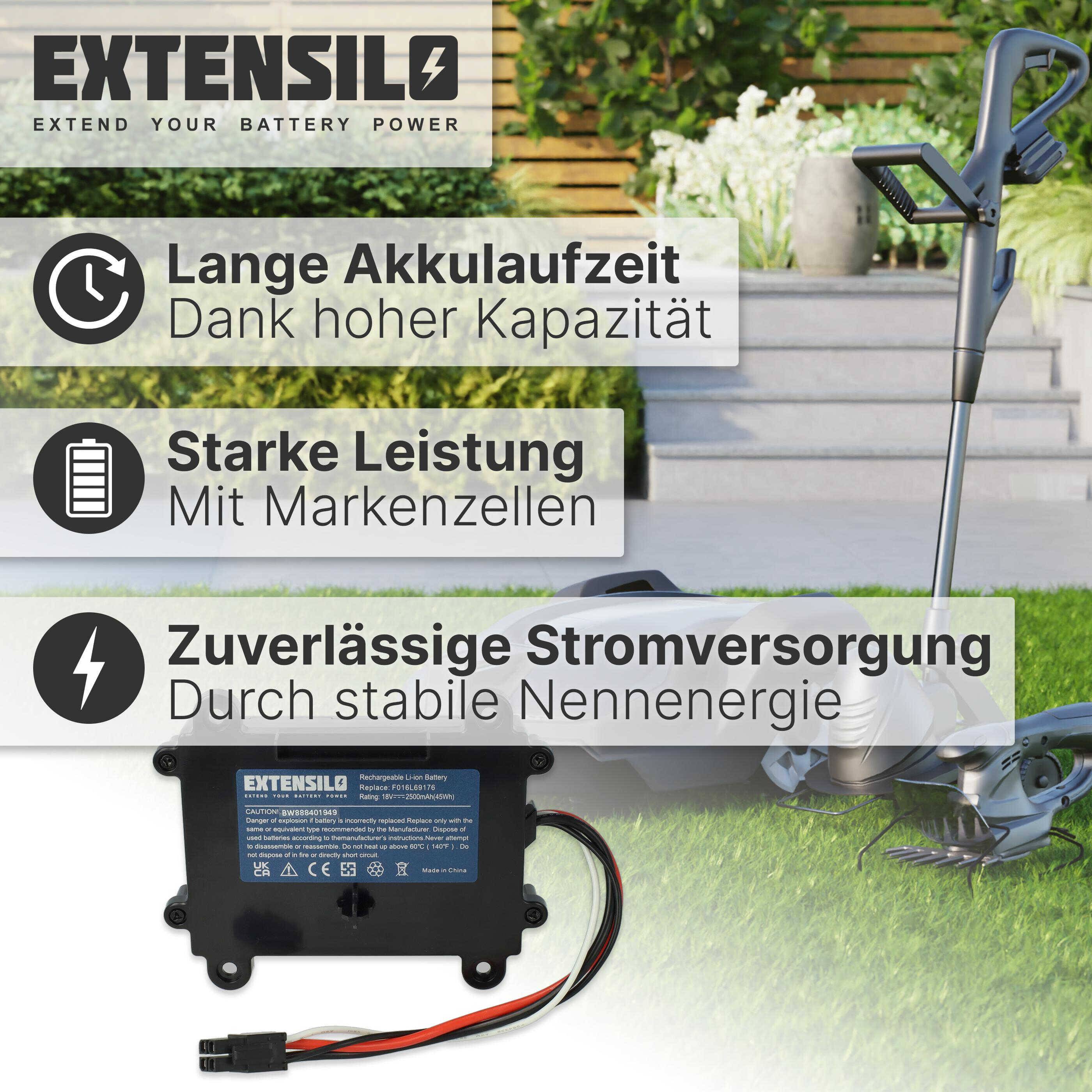 EXTENSILO Akku kompatibel mit Bosch Indego 350 | M 700, 400 Rasenroboter Rasenmäher (2500mAh 18V Li-Ion)-2