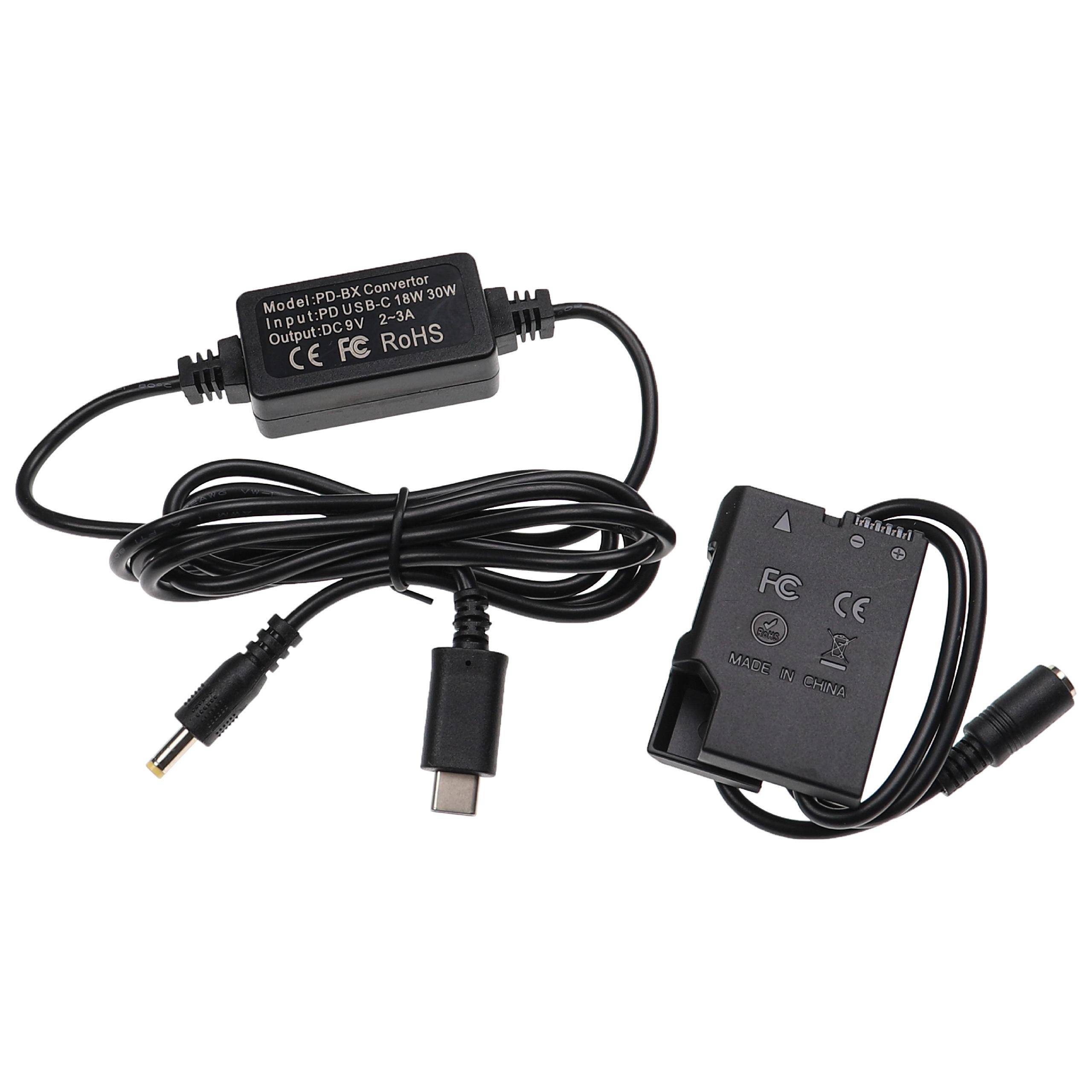 vhbw USB Netzteil kompatibel mit Nikon D5300 | D5500, D5600 Kamera, Digitalkamera + DC Kuppler (Ersatz für EP-5A), 2m-0