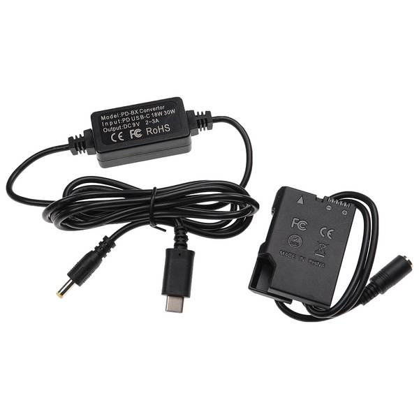 vhbw USB Netzteil kompatibel mit Nikon D5300 | D5500, D5600 Kamera, Digitalkamera + DC Kuppler (Ersatz für EP-5A), 2m