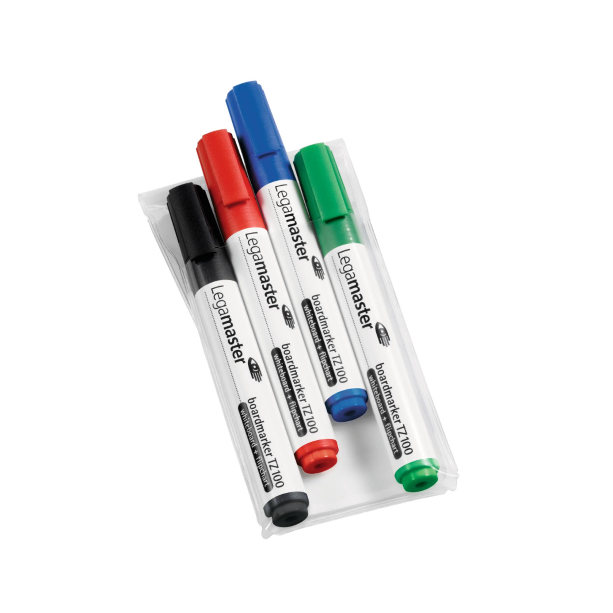 LEGAMASTER TZ 100 Boardmarker sortiert 4St Set, 4 Stück(e), Schwarz, Blau, Grün, Rot, Rundspitze,-0
