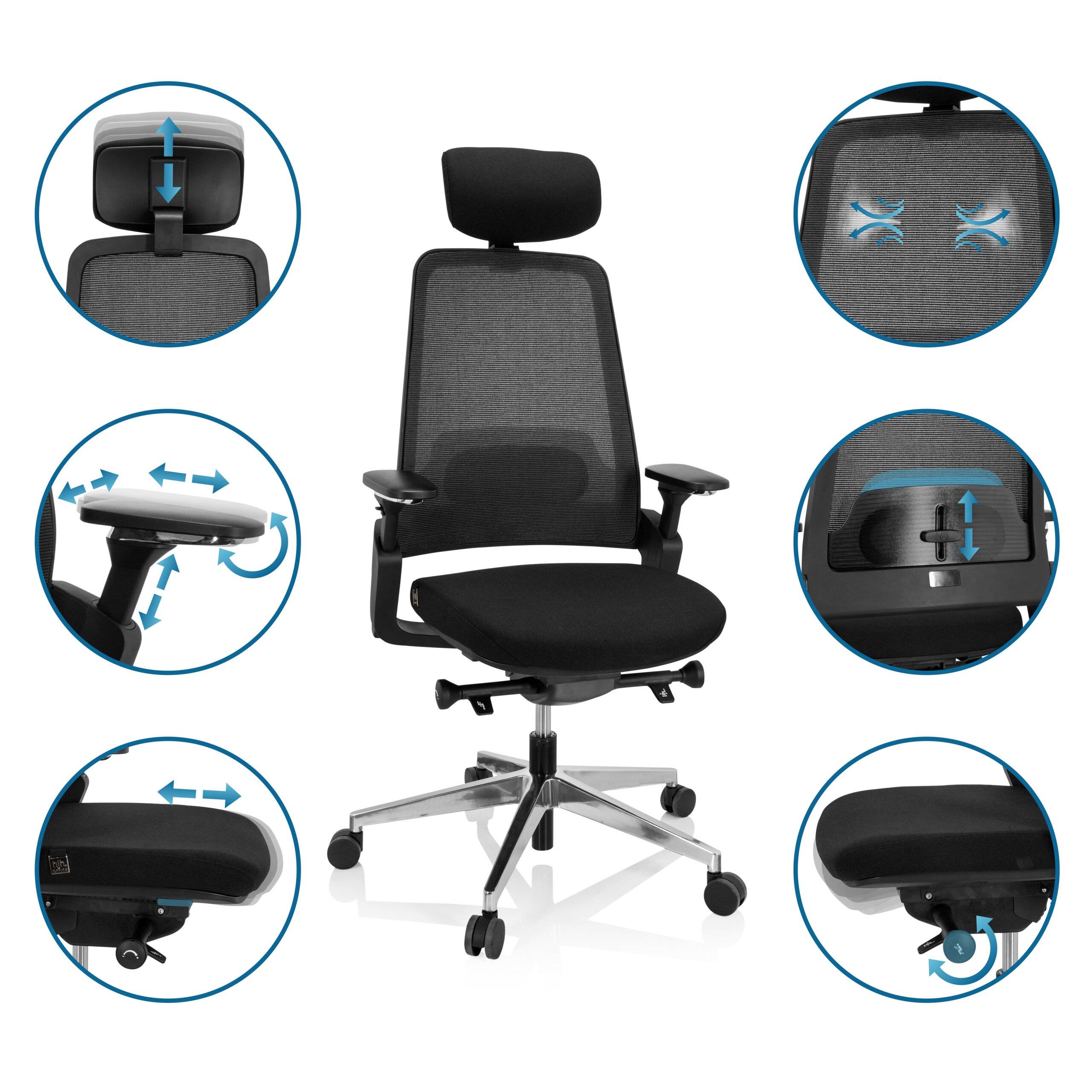 Bürostuhl Drehstuhl BRACIO Stoff schwarz hjh OFFICE-3