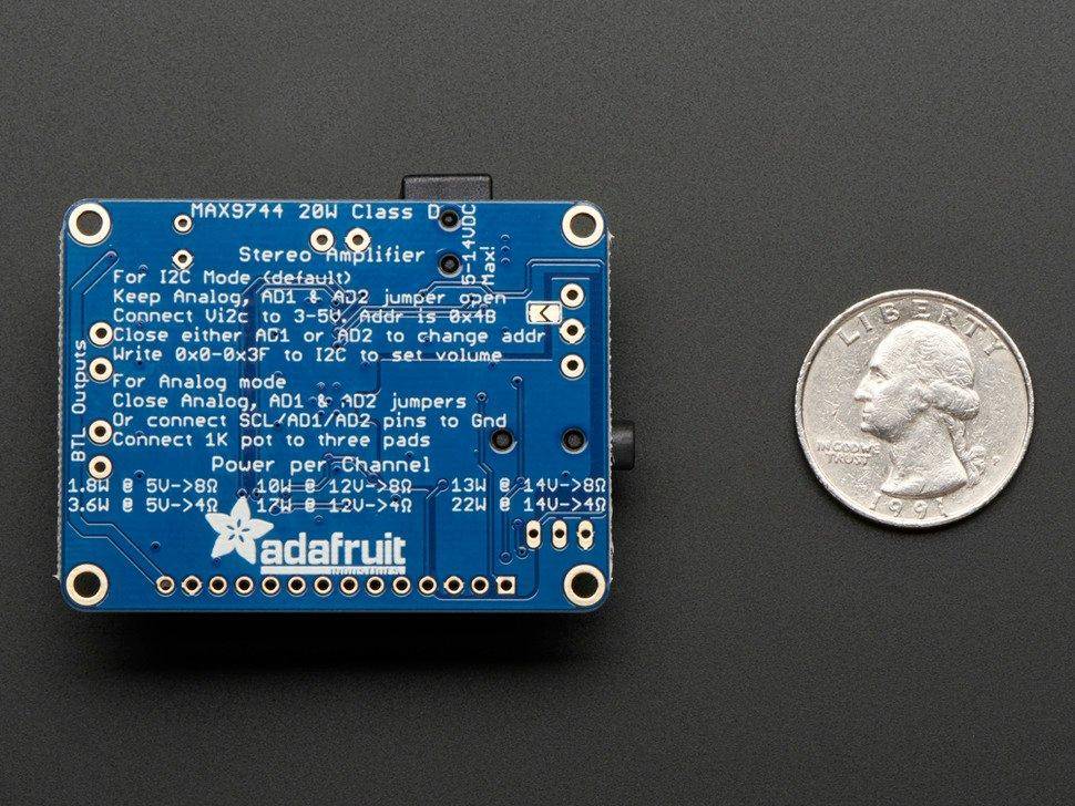Adafruit Stereo 20W Class D Audio Amplifier - MAX9744-2