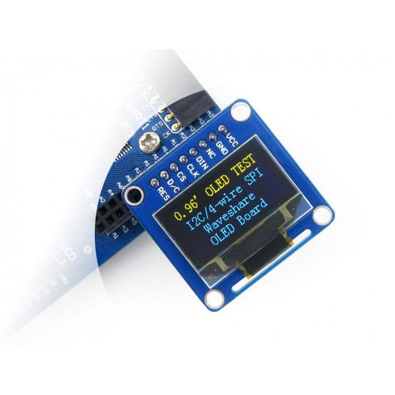 0.96\" 128x64 OLED Display Modul, zweifarbig (gelb/blau), SPI/I2C Interface, vertikale Stiftleiste-1