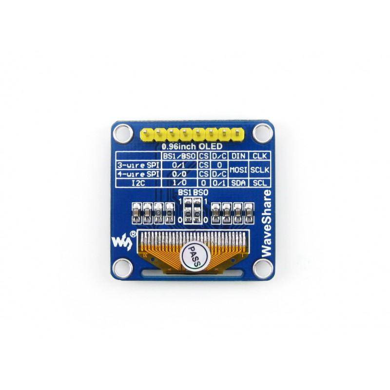0.96\" 128x64 OLED Display Modul, zweifarbig (gelb/blau), SPI/I2C Interface, vertikale Stiftleiste-3