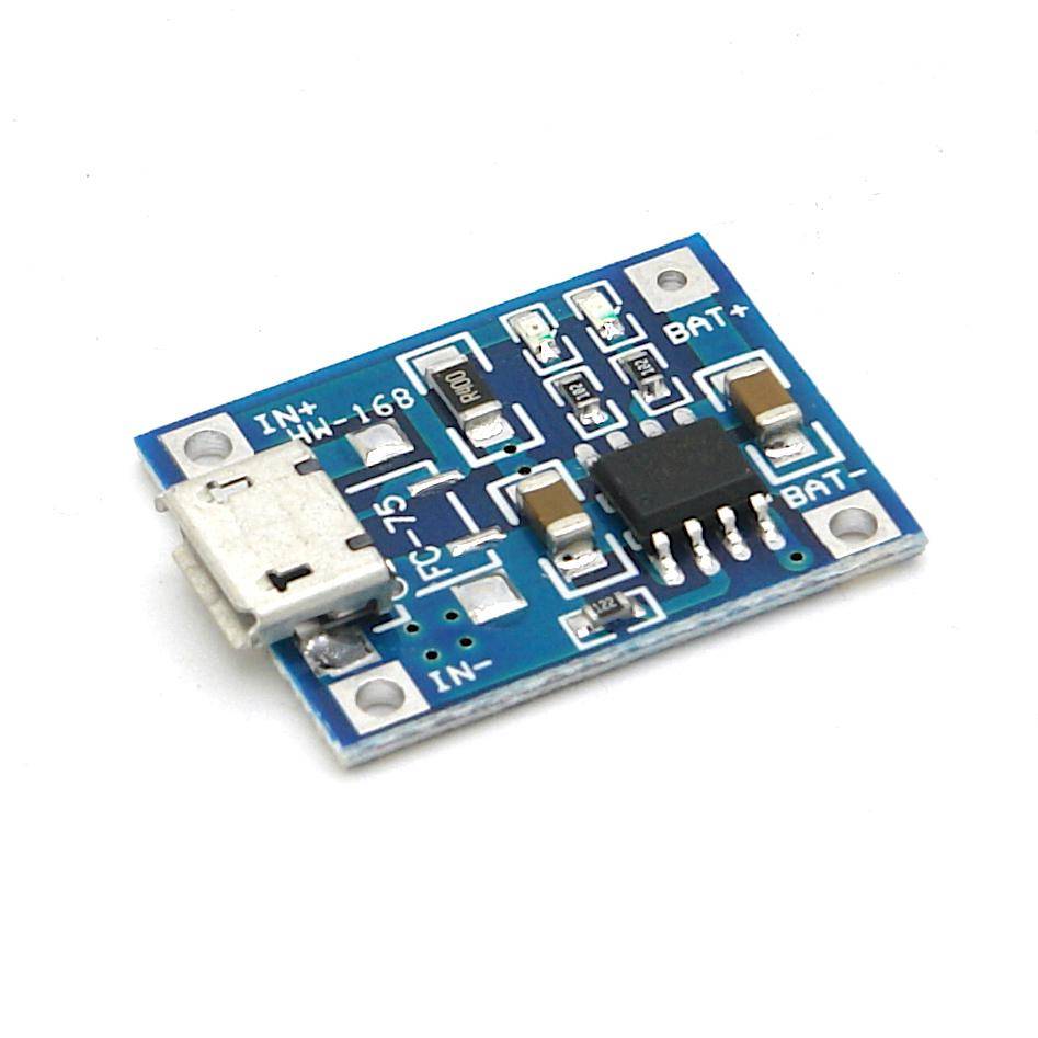 Ladeplatine für 3,7V LiIon / LiPo Akkus, Micro USB > Lötpads, 1000mA-0