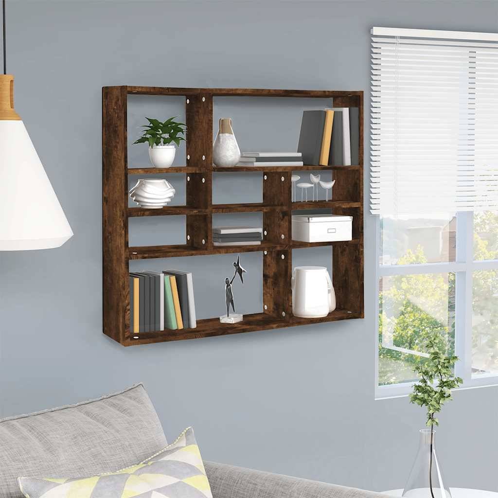 vidaXL Wandregal Räuchereiche 90x16x78 cm Holzwerkstoff