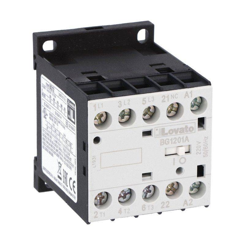 Lovato electric 11BG1201A22060 3-poliger Minischütz 690V/AC, 5kW, 12A, Spulenspannung 220V 60Hz, Hilfskontakt 1xNC-0