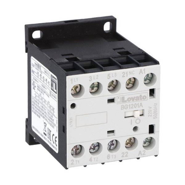 Lovato electric 11BG1201A22060 3-poliger Minischütz 690V/AC, 5kW, 12A, Spulenspannung 220V 60Hz, Hilfskontakt 1xNC
