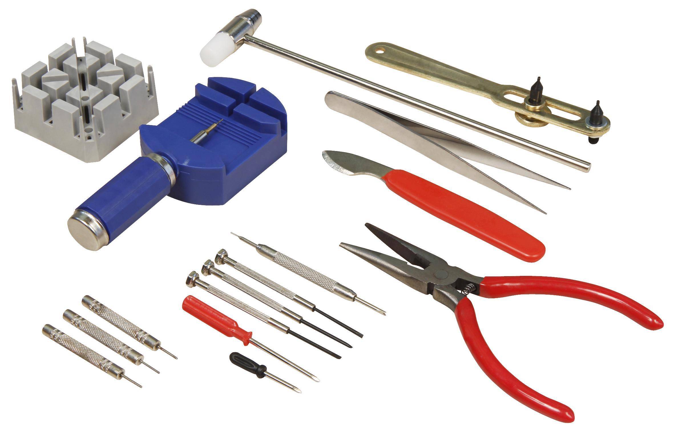 McPower Uhrenwerkzeug-Set McPower, 16-teilig, Stiftaustreiber, Schraubendreher uvm.