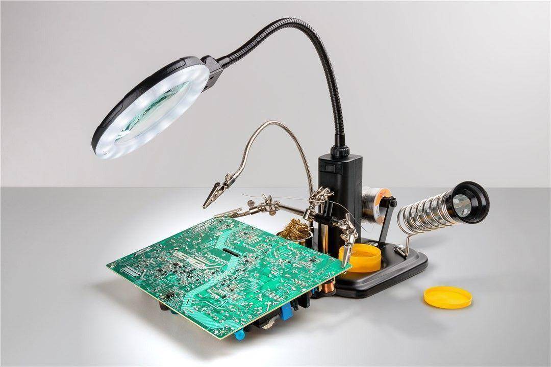 Fixpoint Löthilfe mit LED-Leuchte & Schwanenhals-Krokodilklemme inkl. Fixpoint Lötharz, zur Reinigung und besseren Verar-1