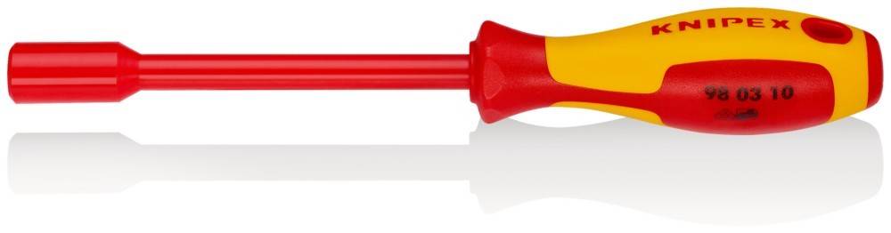KNIPEX 98 03 10 Steckschlüssel mit Schraubendreher-Griff isolierender Mehrkomponenten-Griff, VDE-geprüft brüniert 237 mm-1