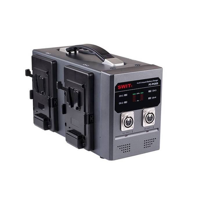 SWIT ELECTRONICS PC-P430S - 4-Kanal Simultan-Schnellladegerät für V-Mount Akkus (Ladestrom 3A/6A | LED-Ladestandanzeige)-0