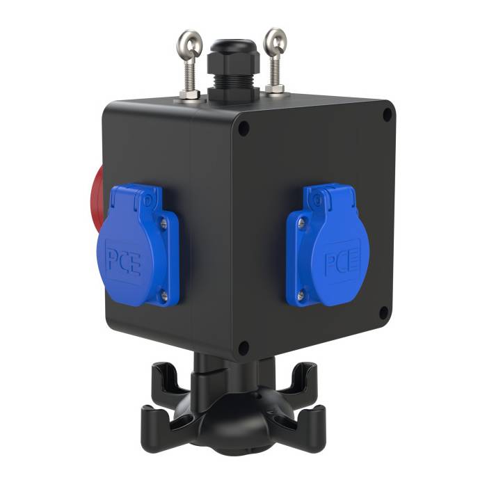 PC ELECTRIC Vollgummi Hängeverteiler "FREISTADT NAARN" (1x CEE-Steckdose 400V/16A/5-polig & 3x SCHUKO-Steckdose 250V/16A-1