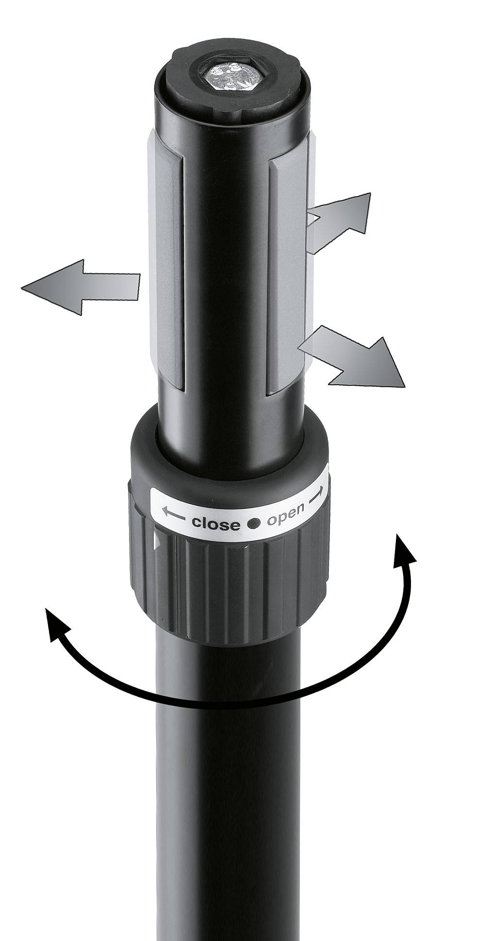 KOENIG & MEYER Distanzrohr mit "Ring Lock" und Handkurbel (höhenverstellbar 920 - 1.520mm | ø 35 - 37 mm & M20-1
