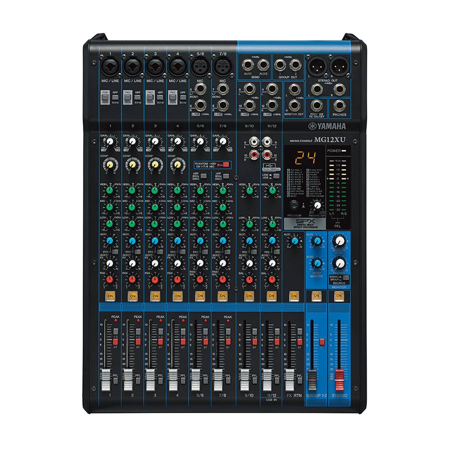 YAMAHA MG12XU - 12-Kanal Mischpult Konsole (6 Mic-In | 12 Line-In | 2 Group Busse | 1 Stereo Bus | 2 AUX | SPX |-1