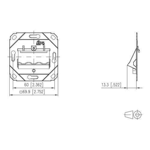 METZ CONNECT Silber Metall 1 Stücke Modul wall outlet UP0 3 port unequipped-2
