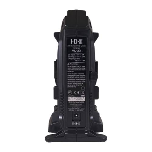 IDX VL-2X - Kompaktes 2-Kanal Ladegerät für V-Mount Akkus (4-pol XLR 36W | AC 100-240V | 50/60Hz | Ladestrom 2,7A) --2