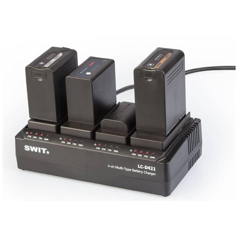 SWIT ELECTRONICS LC-D421 BODY - 4-Kanal Multi-Type Ladegerät mit austauschbaren DV-Akkuplatten (Ladestrom 2A |-3