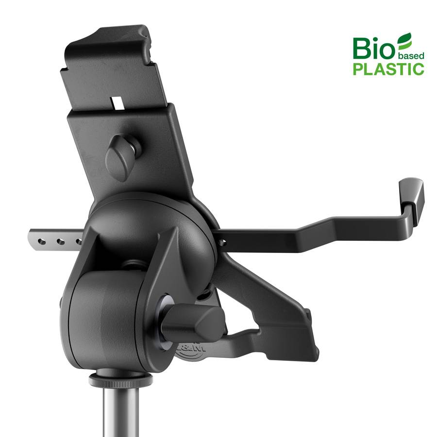 KOENIG & MEYER Tablet-PC-Stativhalter "Biobased" (Klemmbereich 158 - 280mm | 3/8" & 5/8" Gewinde | 360° drehbar) - in-3