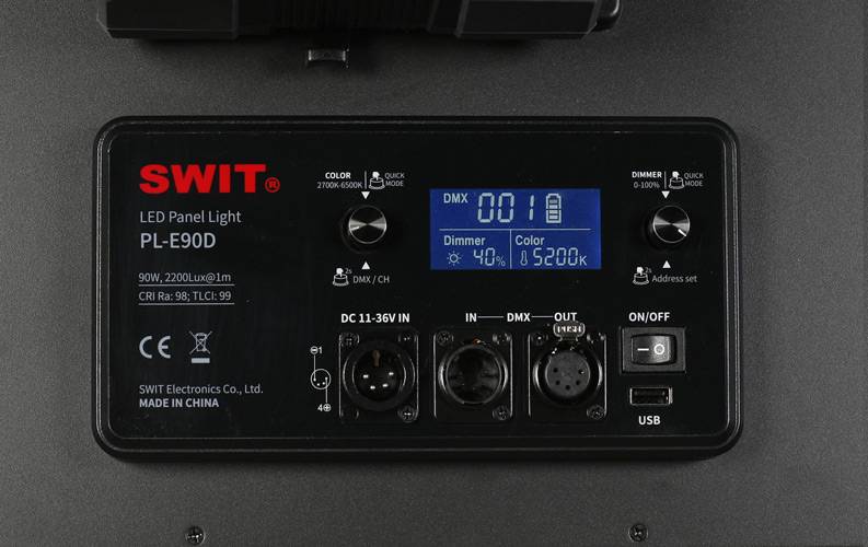 SWIT ELECTRONICS PL-E90D - Tragbare Bi-Color SMD LED Panel Leuchte mit DMX-Steuerung (90 Watt | 2.200 Lux | 2.700 --3