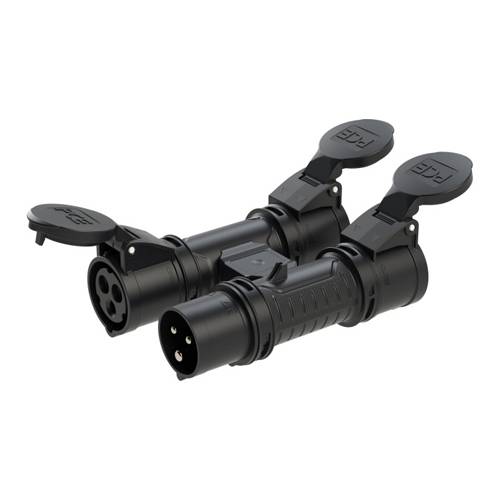 PC ELECTRIC 94327000 - Mehrfachsteckdose (Eingang: 1x CEE-Stecker 16A/3-polig 6h | Ausgang: 3x CEE-Steckdosen-1