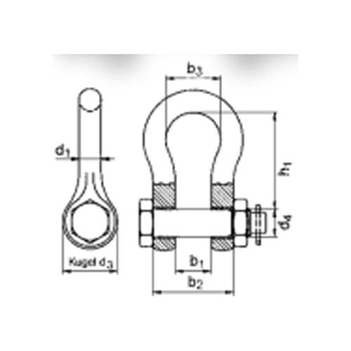 SAFETEX Feuerverzinkte Schäkel (WLL 3.250 kg | geschweifte Form mit 5/8" Bolze, Mutter und Splint) - silber/blau-1