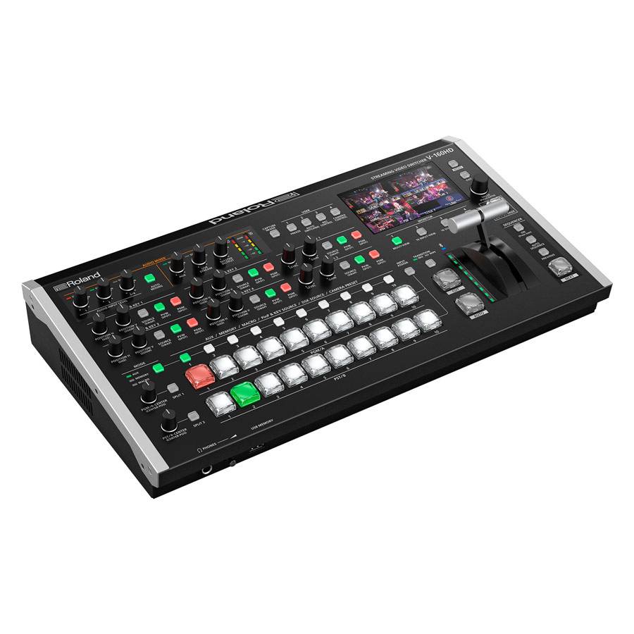 ROLAND V-160HD - 16-Kanal Streaming HD Video-Switcher (4,3" LCD-Display | 3G-SDI & HDMI | PTZ-Steuerung | USB-C-3