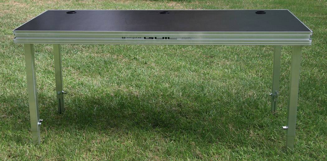 GUIL MDJ-1 - DJ & Tontechniker Tisch mit drei Kabeldurchlässen (1.500 x 650 mm | geeignet für 50 x 50 mm Standfüße |-1