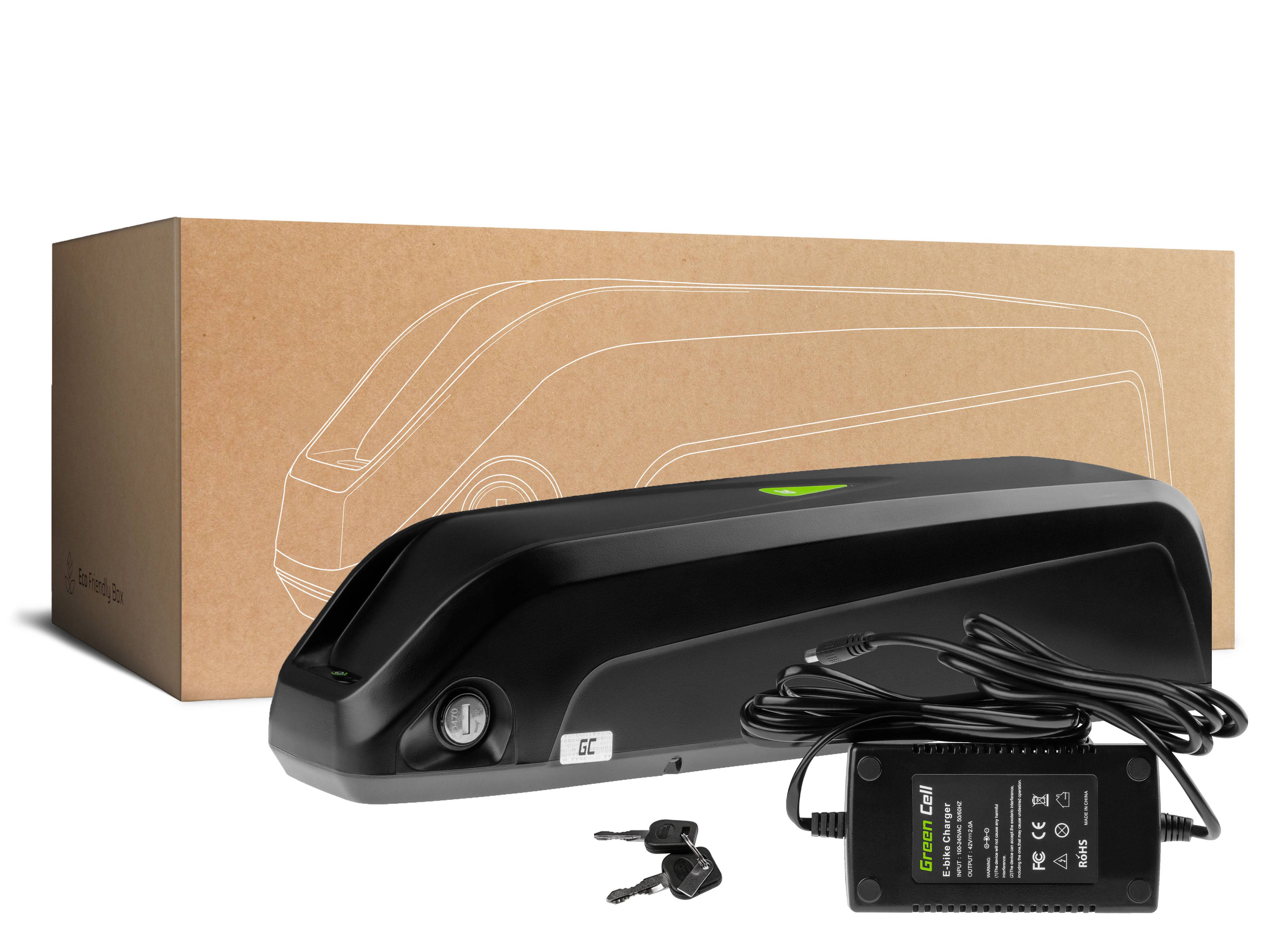 Green Cell PowerMove E-Bike Battery with Charger - Down Tube - XLR 3 Pin - 48V - 13Ah-1