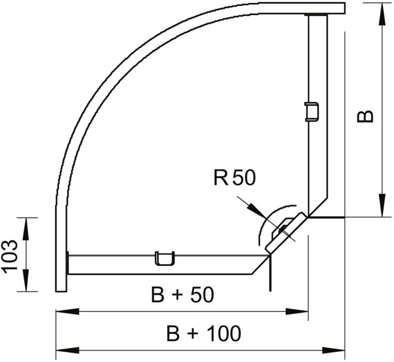 OBO Bettermann Vertr Bogen 90Gr. 110x200mm RB 90 120 FS-2
