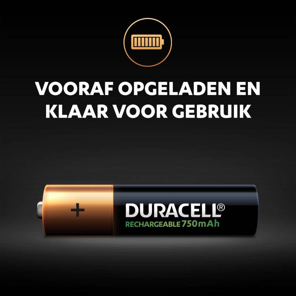 Duracell Akku NiMH, Micro, AAA, HR03, 1.2V/750mAh Rechargeable, Pre-charged, Retail Blister (4-Pack)-2