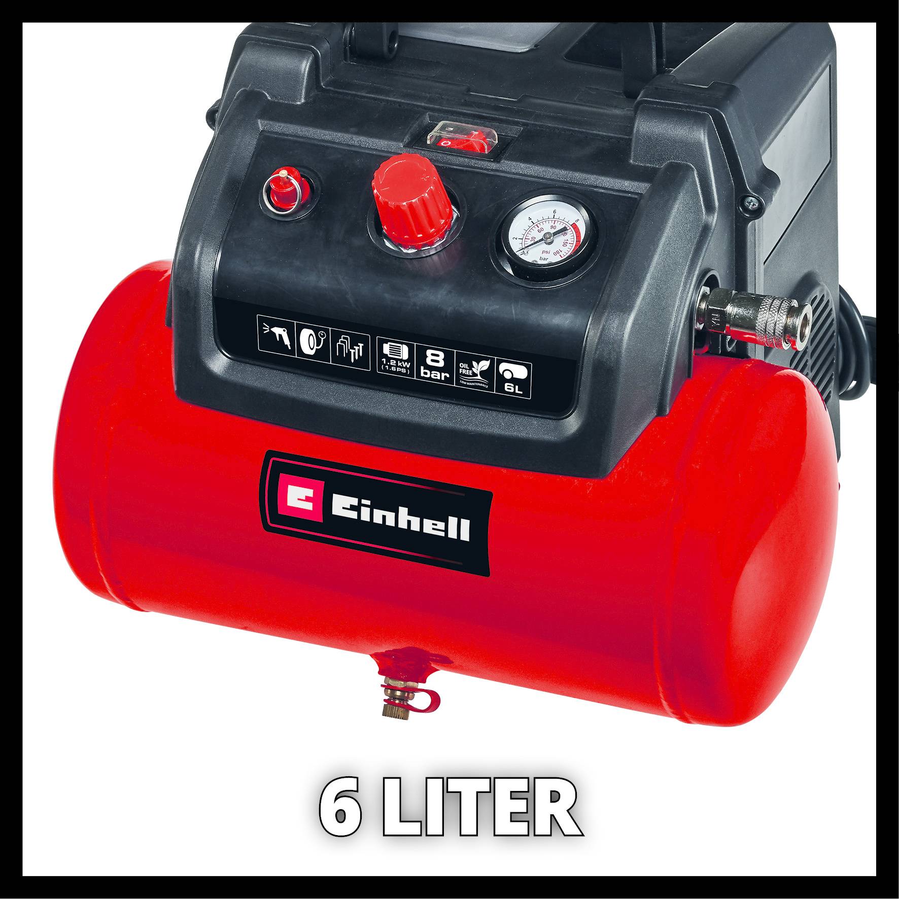 Einhell TC-AC 190/6/8 OF Set, 190 l/min, 8 bar, 1200 W, 8,8 kg-3