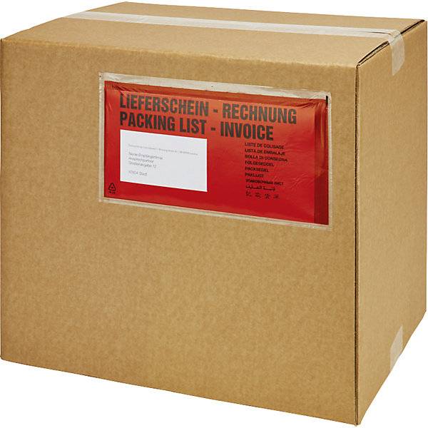 Dokumententaschen Aufdruck Lieferschein - Rechnung VE 1000 Stk LxB 235 x 125 mm. TAKKT Industrial & Packaging