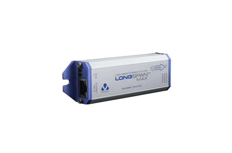 Veracity VLS-LSM-B LONGSPAN MAX BASE Unit, Ethernet Extender, PoE, 100 Base-T, 820m-0