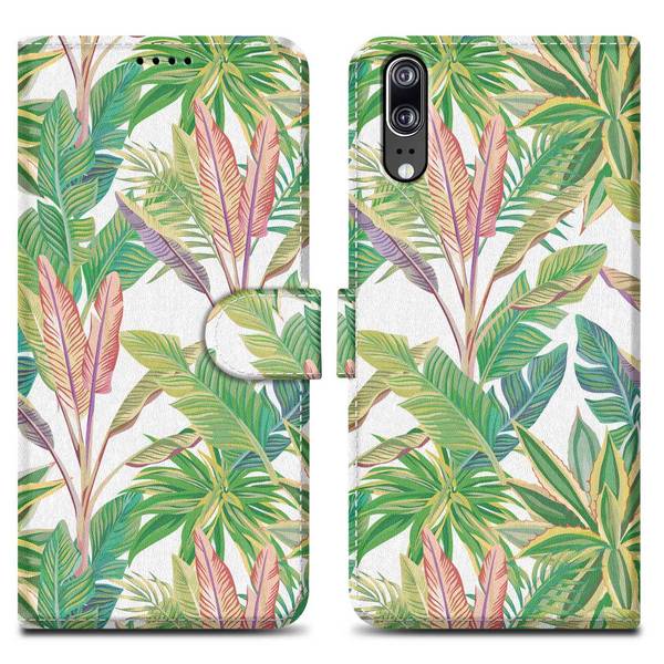 Cadorabo Schutzhülle für Huawei P20 Hülle Design Grün Handyhülle Schutzhülle Etui Magnetisch Case Cover