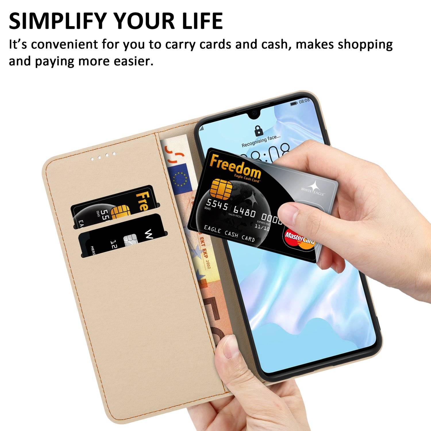 Cadorabo Schutzhülle für Huawei P30 Hülle Design Schwarz Handyhülle Schutzhülle Etui Magnetisch Case Cover-2
