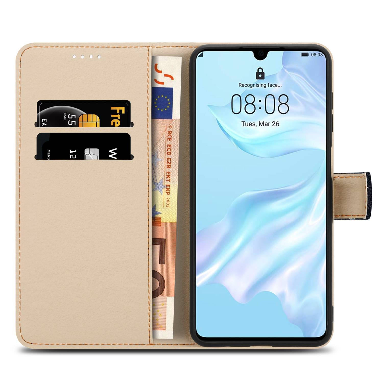 Cadorabo Schutzhülle für Huawei P30 Hülle Design Schwarz Handyhülle Schutzhülle Etui Magnetisch Case Cover-4
