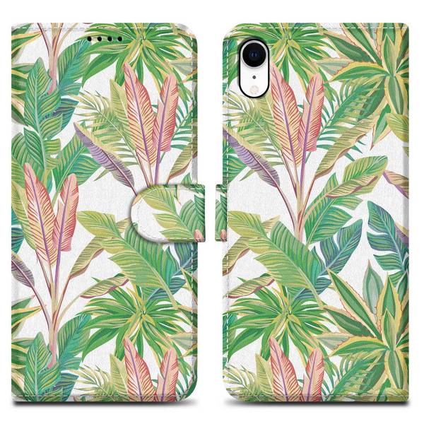 Cadorabo Schutzhülle für Apple iPhone XR Hülle Design Grün Handyhülle Schutzhülle Etui Magnetisch Case Cover